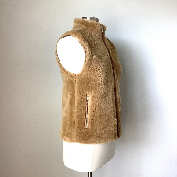 J. Crew Plush Fleece Excursion Vest Tan Soft‎ Blogger Cognac XS - Picture 10 of 13